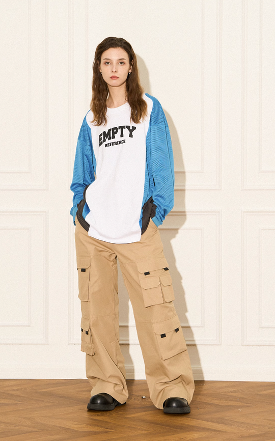 EMPTY REFERENCE Color block Printed Long Sleeve Tee