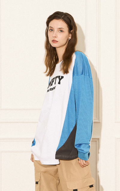 EMPTY REFERENCE Color block Printed Long Sleeve Tee