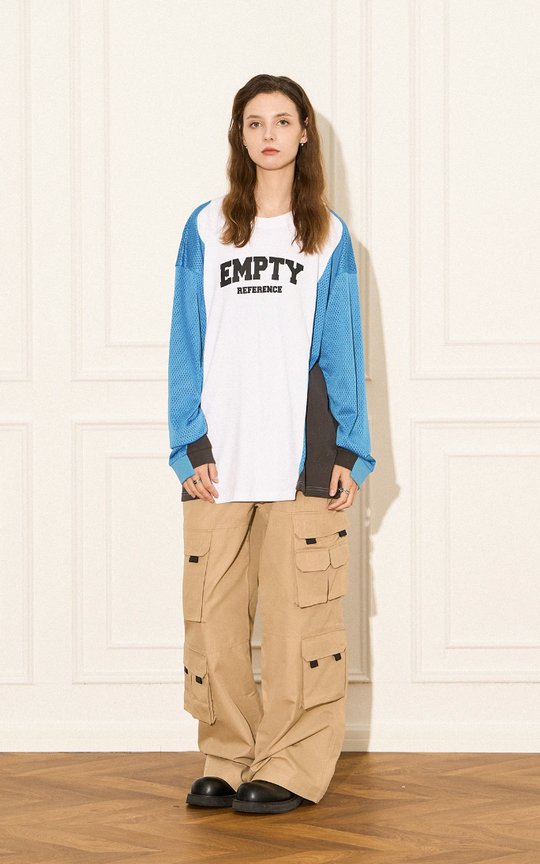 EMPTY REFERENCE Color block Printed Long Sleeve Tee