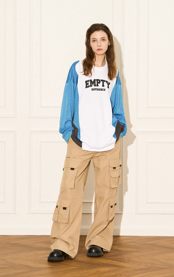 EMPTY REFERENCE Color block Printed Long Sleeve Tee