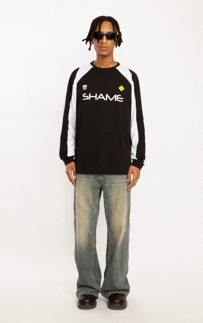 EMPTY REFERENCE Black & White Structured Long Sleeve Tee