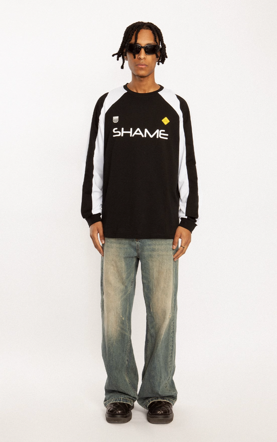 EMPTY REFERENCE Black & White Structured Long Sleeve Tee