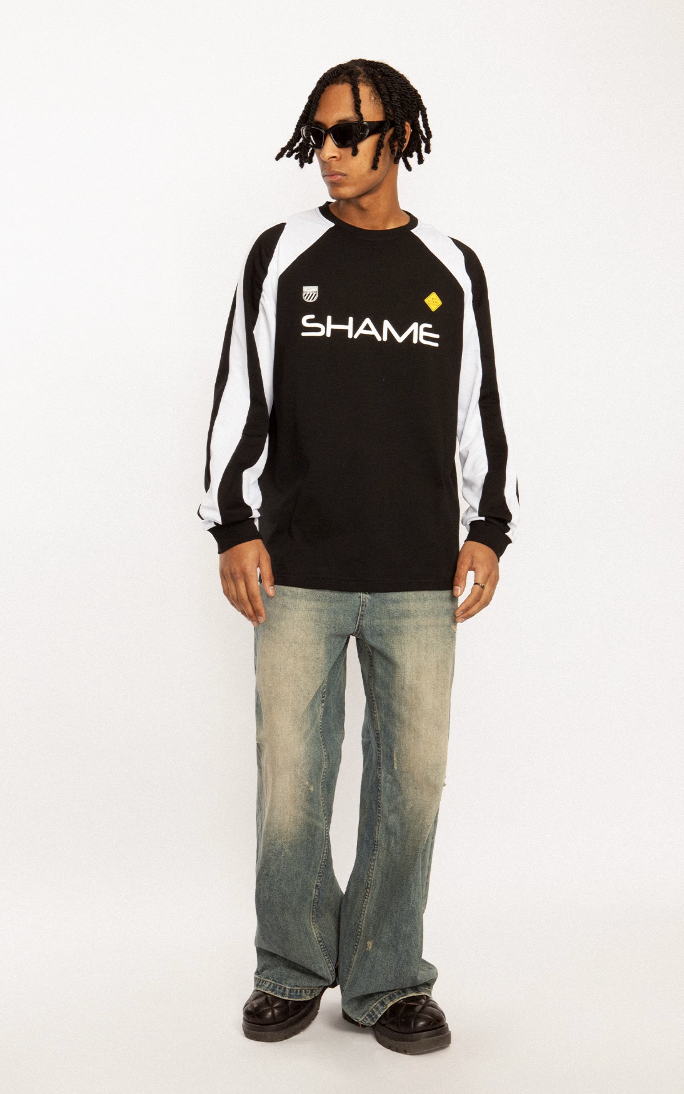 EMPTY REFERENCE Black & White Structured Long Sleeve Tee