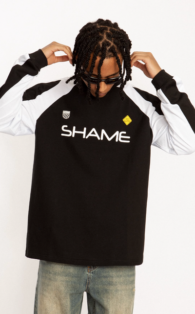 EMPTY REFERENCE Black & White Structured Long Sleeve Tee
