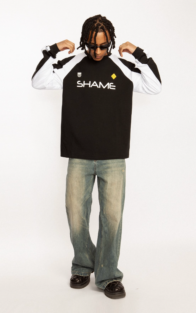 EMPTY REFERENCE Black & White Structured Long Sleeve Tee