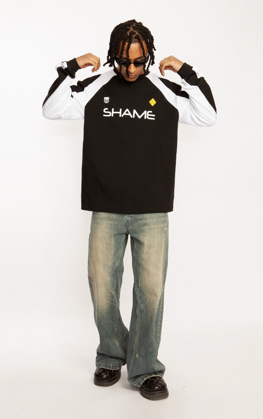 EMPTY REFERENCE Black & White Structured Long Sleeve Tee