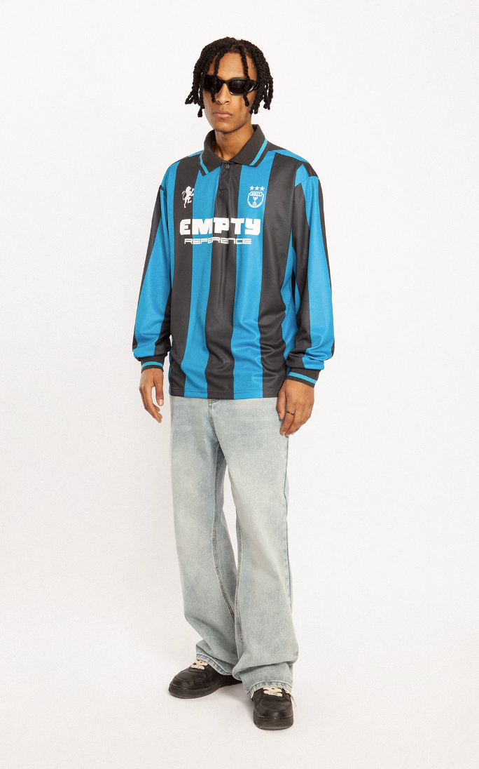 EMPTY REFERENCE Striped Sports Long Sleeve Polo