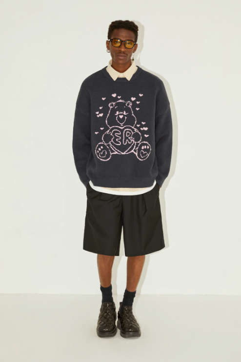EMPTY REFERENCE Love Hugging Bear Jacquard Knit Sweater