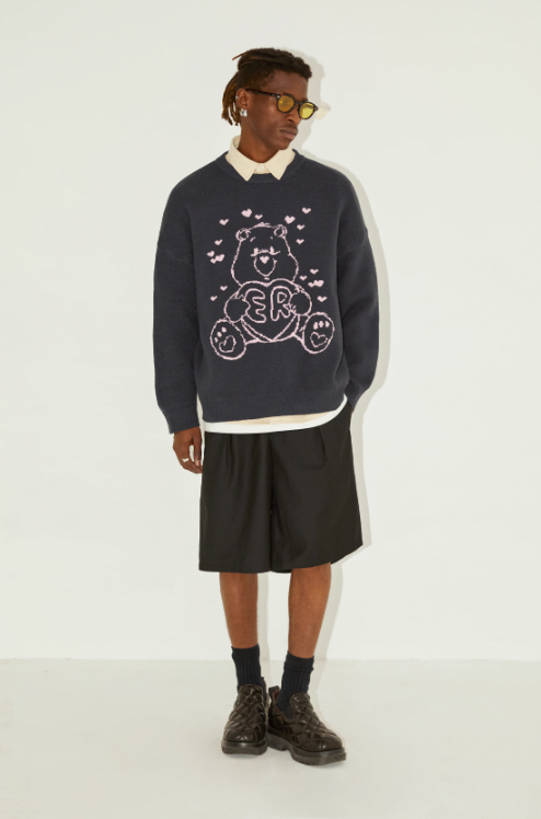 EMPTY REFERENCE Love Hugging Bear Jacquard Knit Sweater