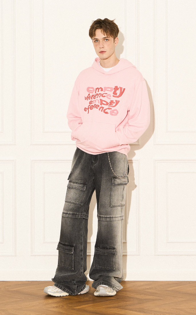 EMPTY REFERENCE Irregular Distressed Logo Hoodie