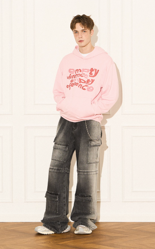 EMPTY REFERENCE Irregular Distressed Logo Hoodie