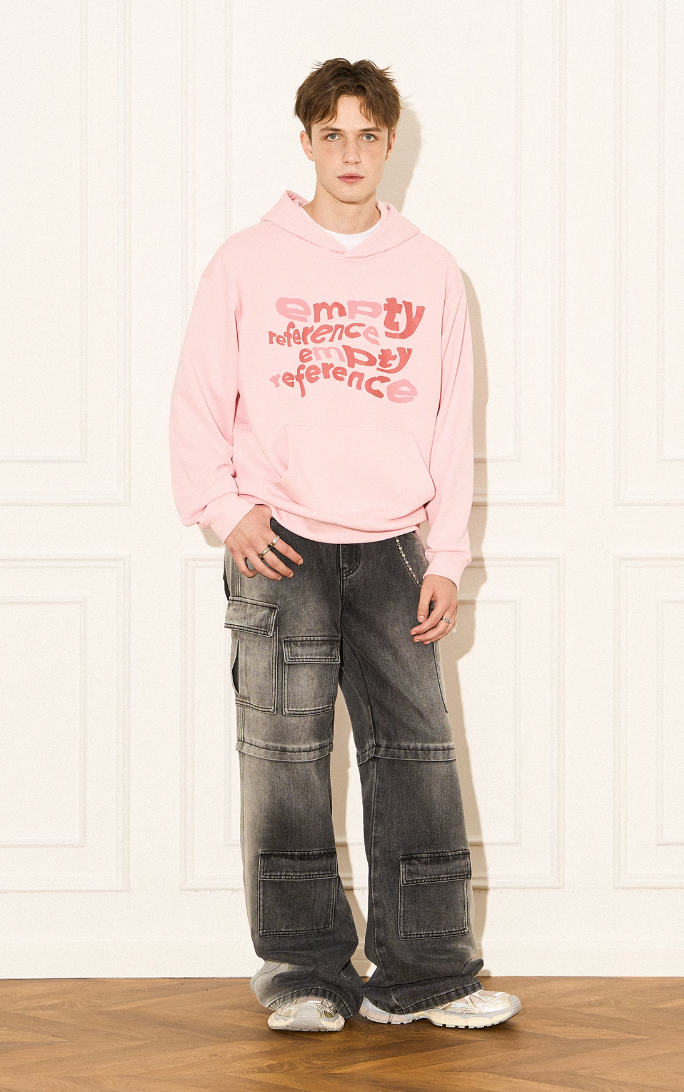 EMPTY REFERENCE Irregular Distressed Logo Hoodie