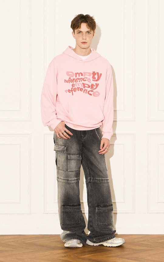 EMPTY REFERENCE Irregular Distressed Logo Hoodie