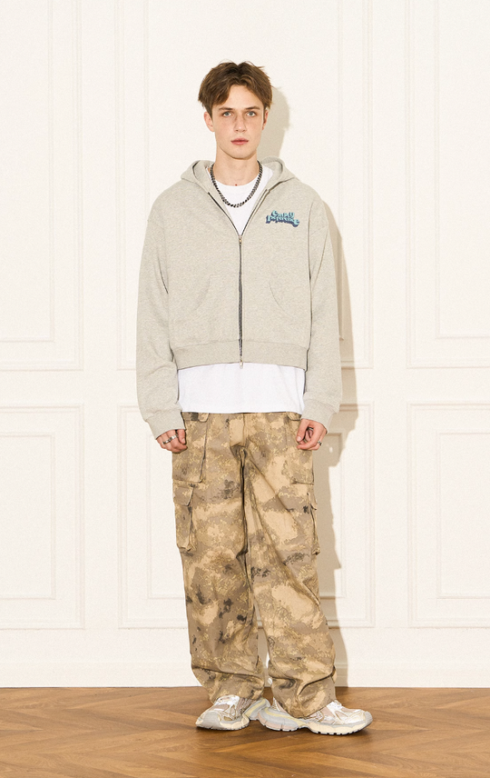 EMPTY REFERENCE Cracked Logo Zipper Hoodie