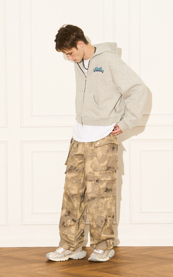 EMPTY REFERENCE Cracked Logo Zipper Hoodie