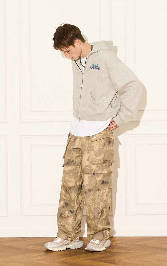 EMPTY REFERENCE Cracked Logo Zipper Hoodie