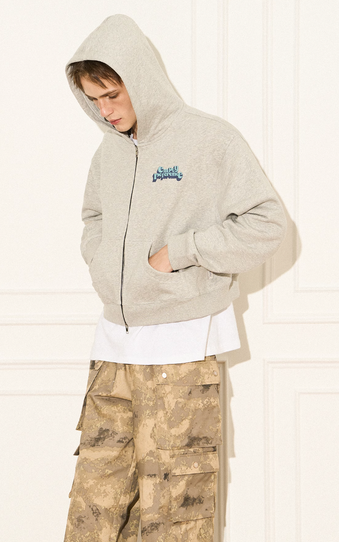 EMPTY REFERENCE Cracked Logo Zipper Hoodie