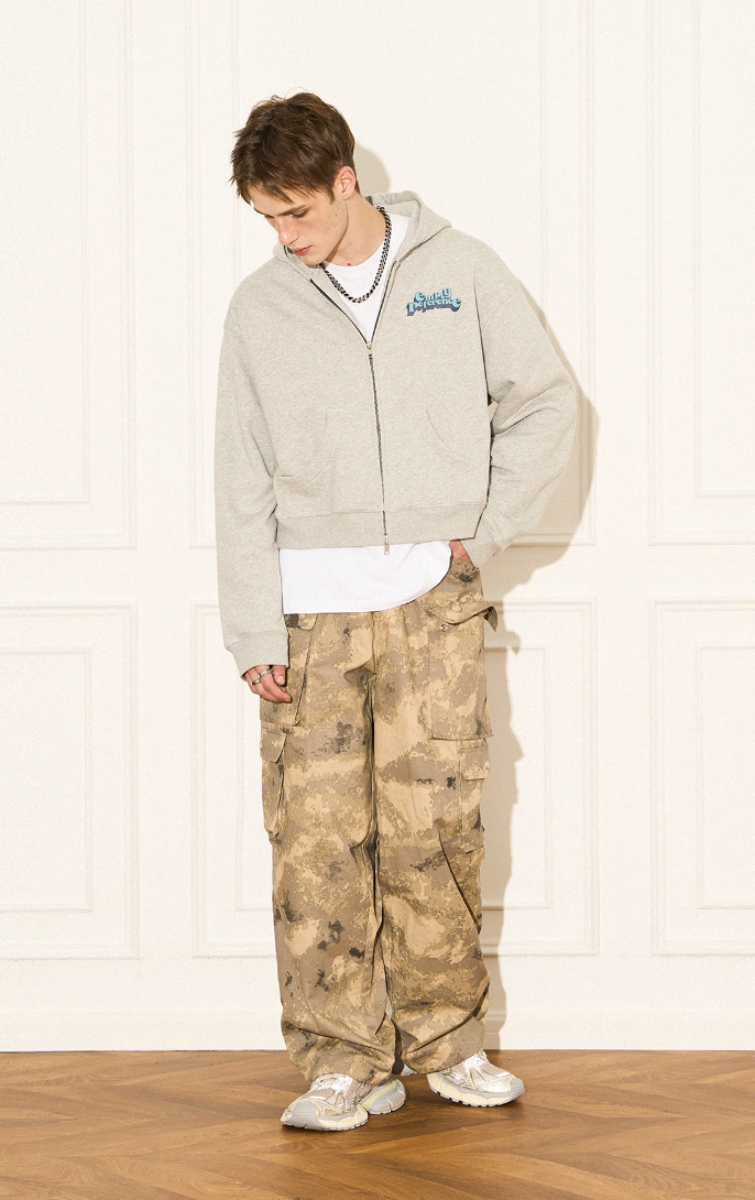 EMPTY REFERENCE Cracked Logo Zipper Hoodie