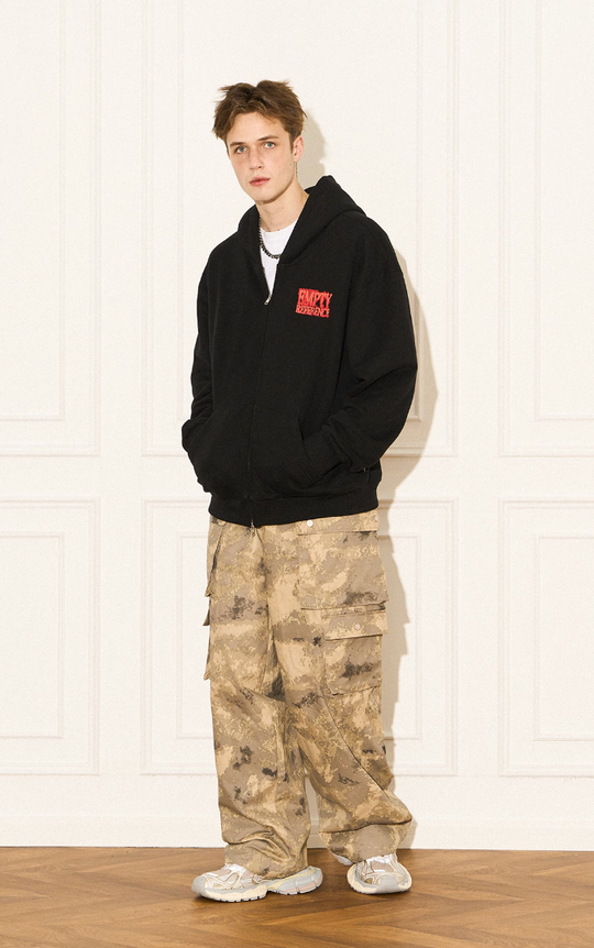 EMPTY REFERENCE Scorched Print Zipper Hoodie