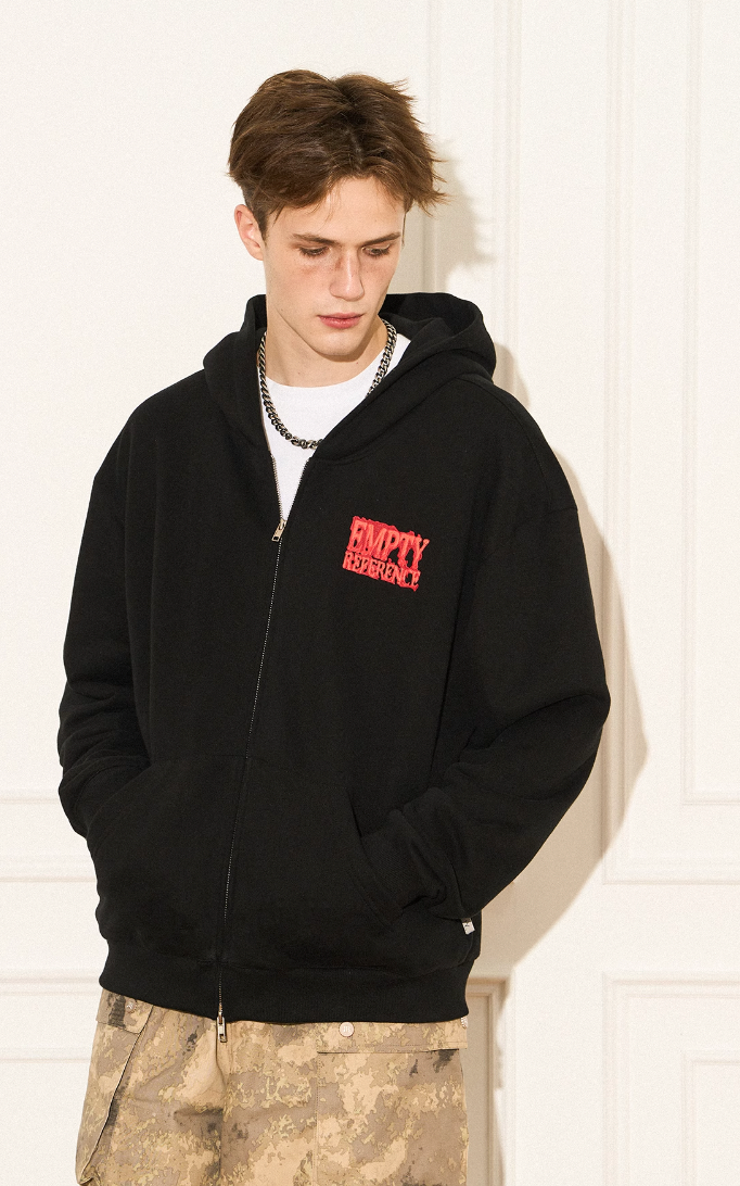 EMPTY REFERENCE Scorched Print Zipper Hoodie
