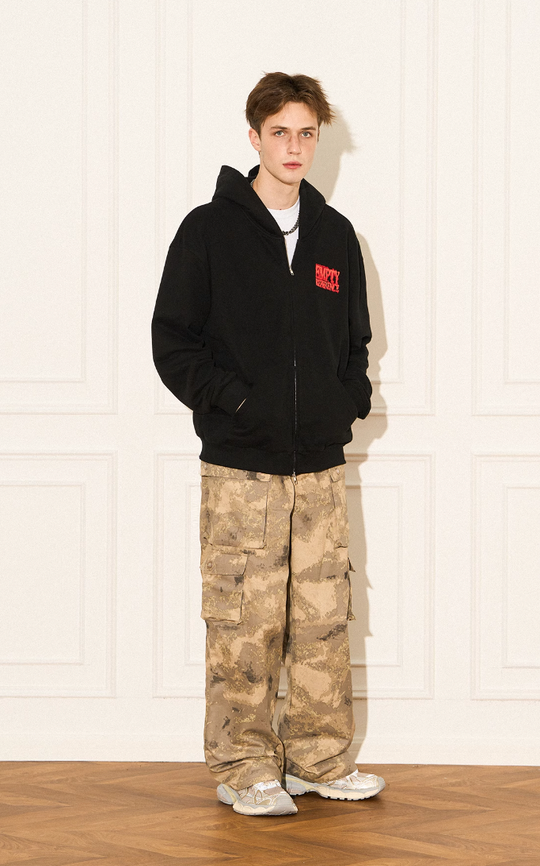 EMPTY REFERENCE Scorched Print Zipper Hoodie