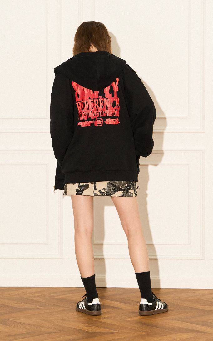 EMPTY REFERENCE Scorched Print Zipper Hoodie