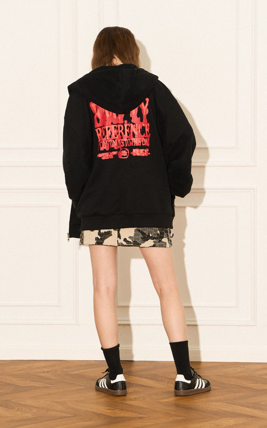 EMPTY REFERENCE Scorched Print Zipper Hoodie