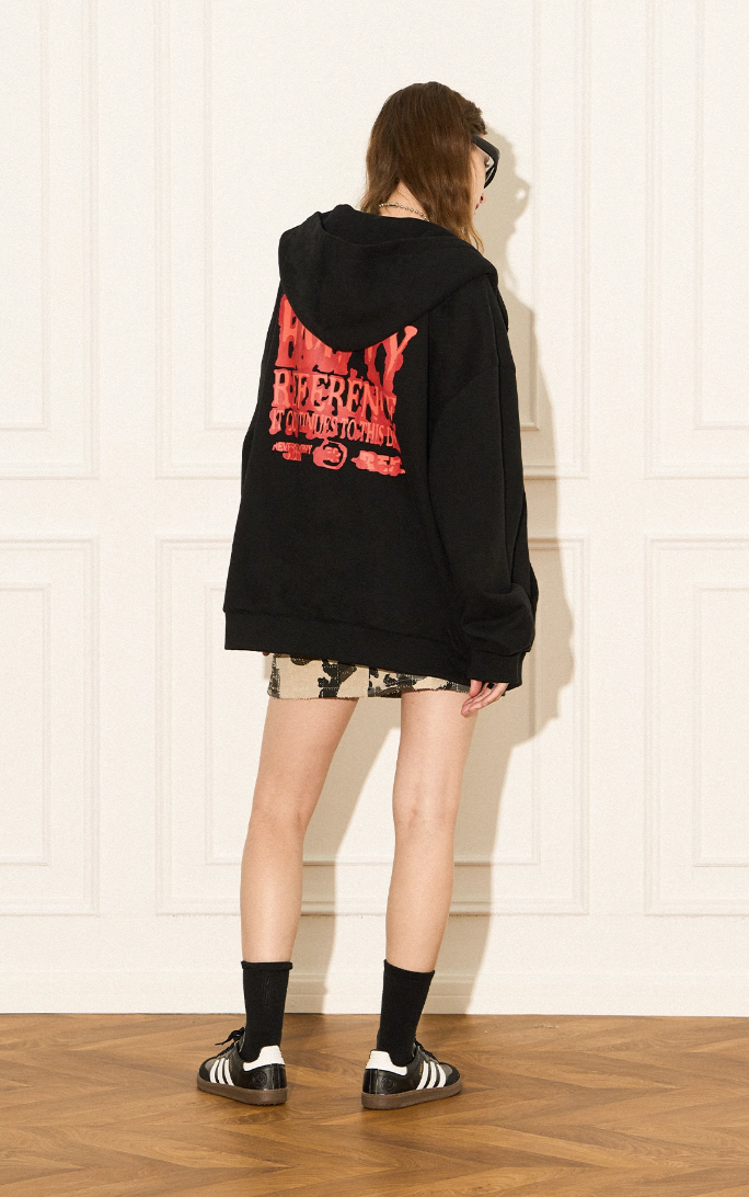 EMPTY REFERENCE Scorched Print Zipper Hoodie