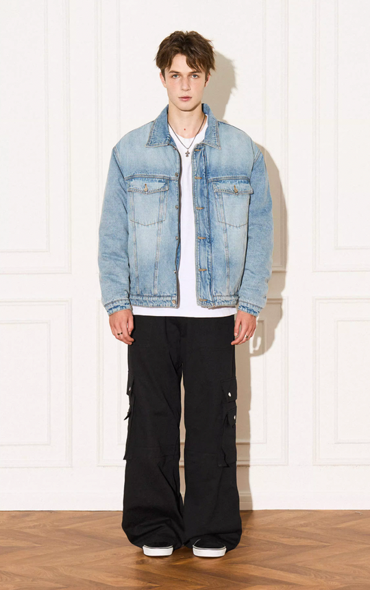 EMPTY REFERENCE Embossed Logo Denim Jacket