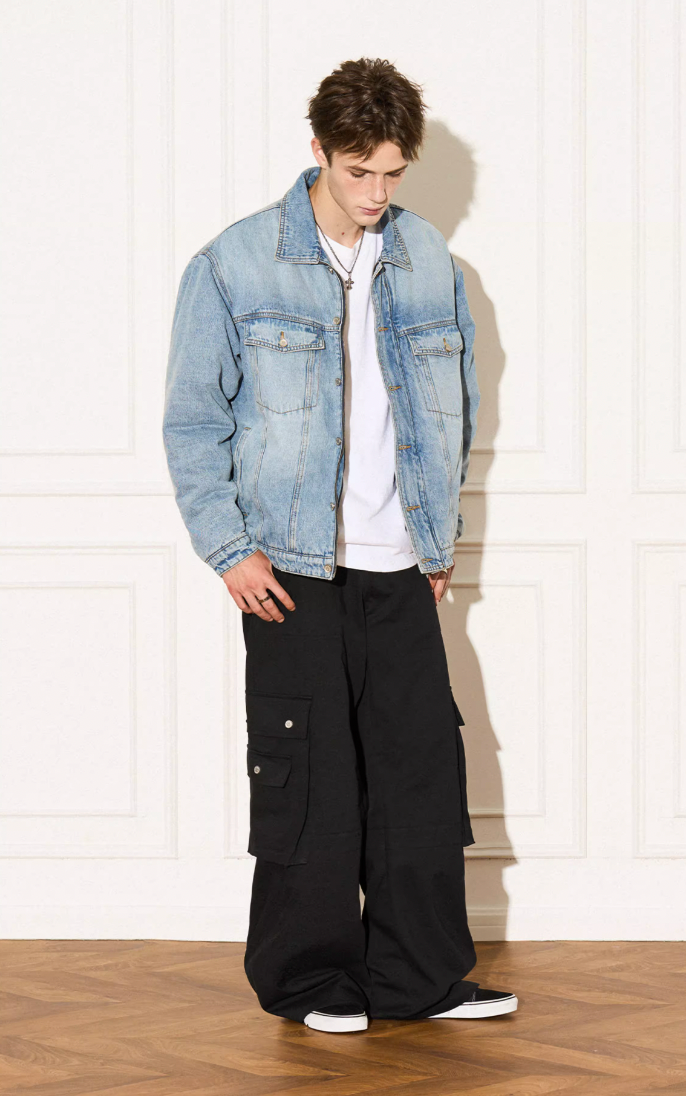 EMPTY REFERENCE Embossed Logo Denim Jacket