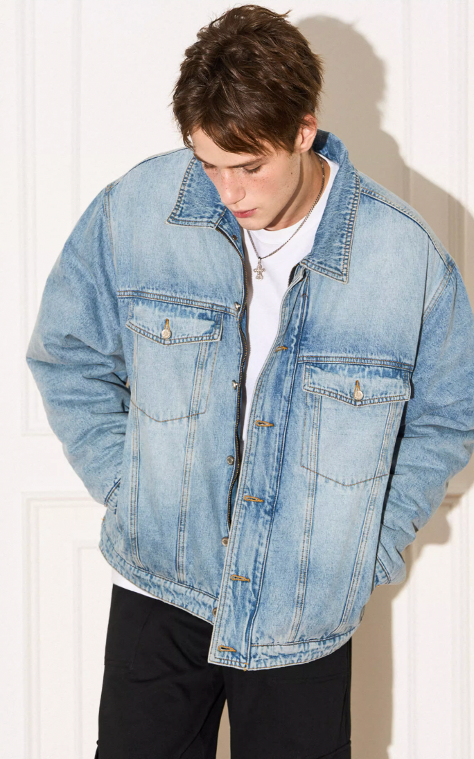 EMPTY REFERENCE Embossed Logo Denim Jacket