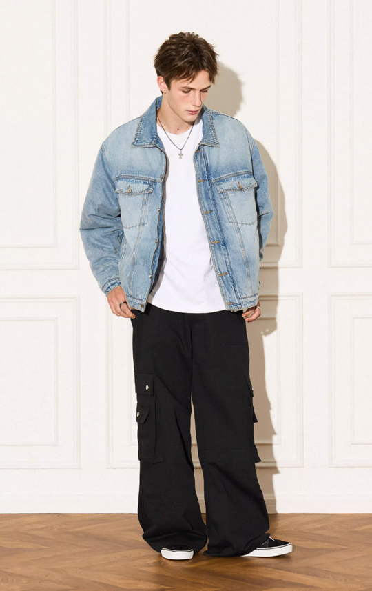 EMPTY REFERENCE Embossed Logo Denim Jacket