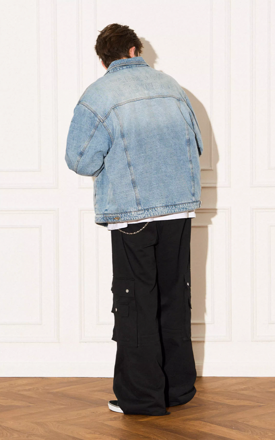 EMPTY REFERENCE Embossed Logo Denim Jacket