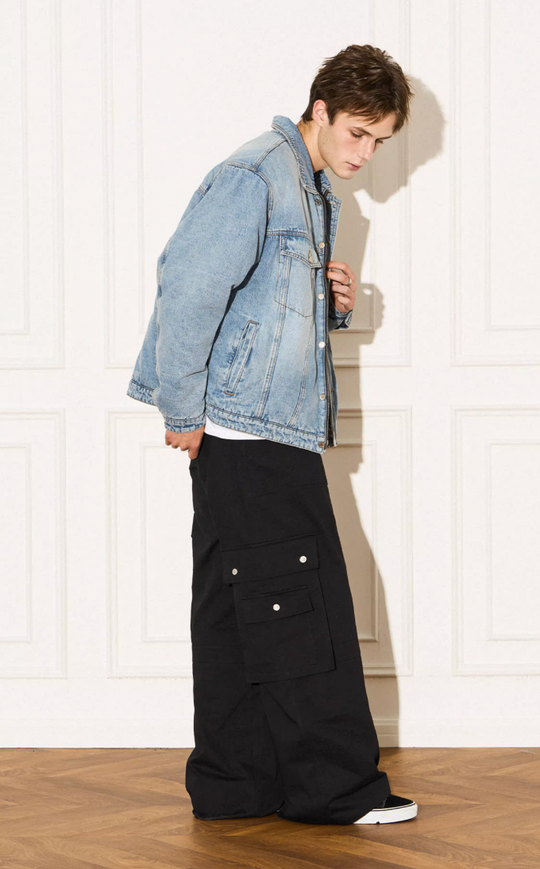 EMPTY REFERENCE Embossed Logo Denim Jacket