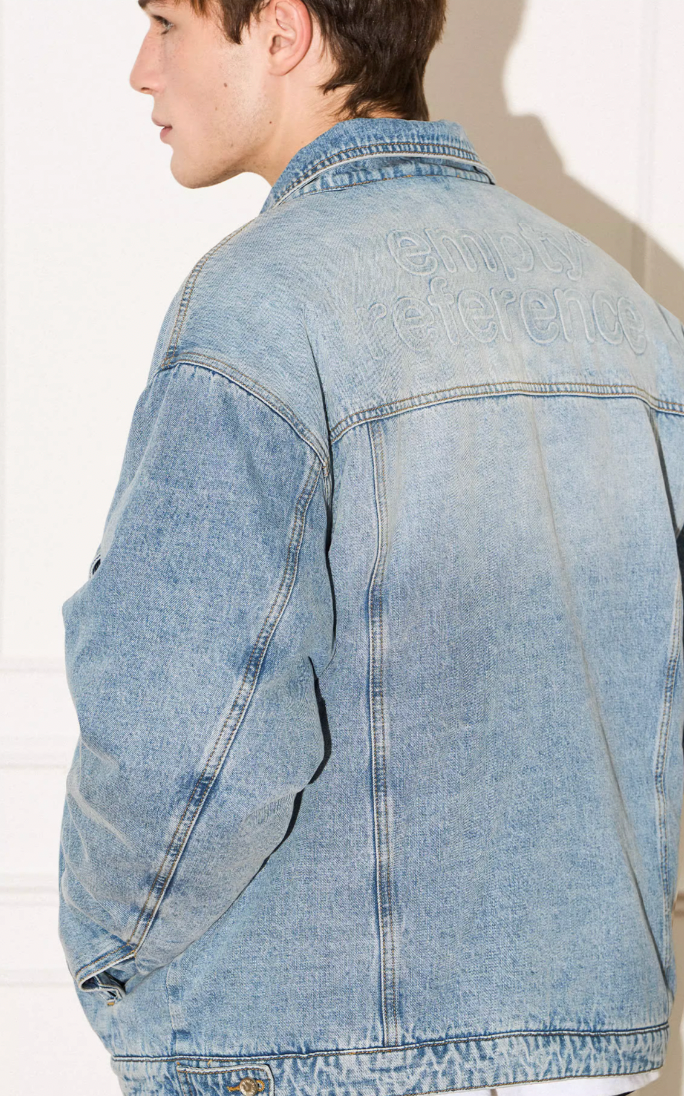 EMPTY REFERENCE Embossed Logo Denim Jacket