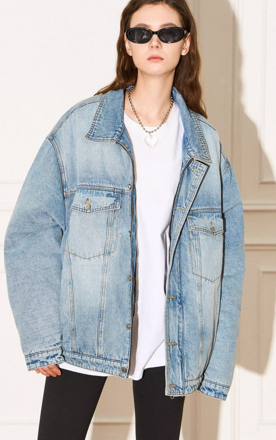 EMPTY REFERENCE Embossed Logo Denim Jacket