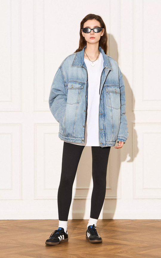 EMPTY REFERENCE Embossed Logo Denim Jacket