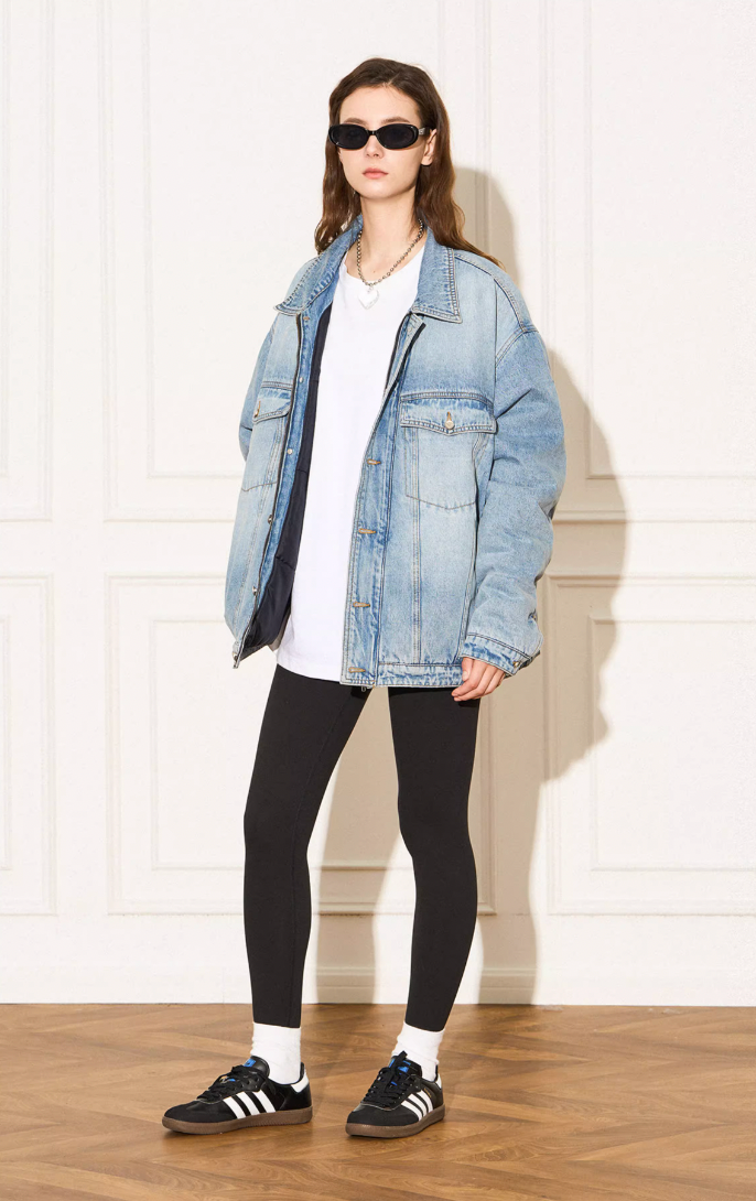 EMPTY REFERENCE Embossed Logo Denim Jacket