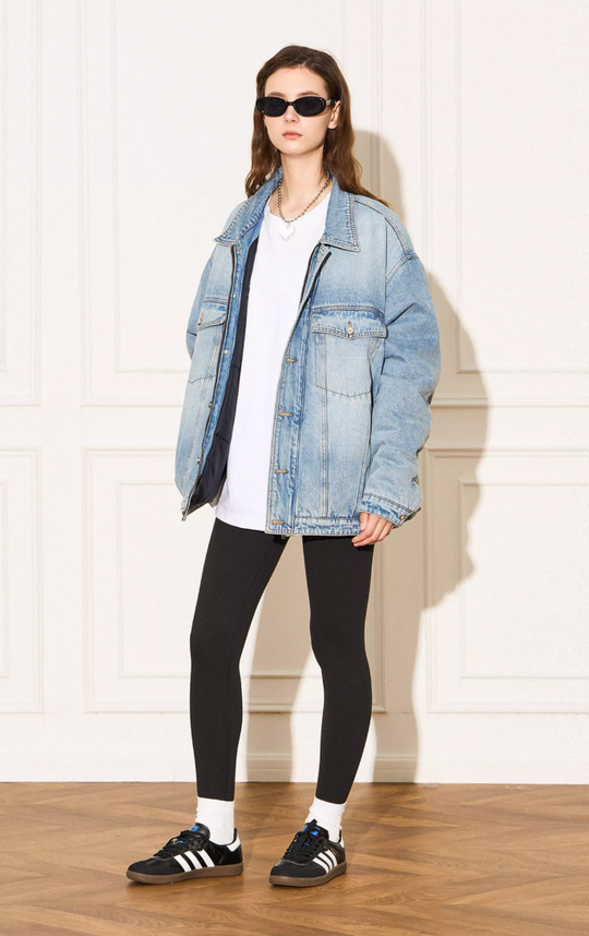 EMPTY REFERENCE Embossed Logo Denim Jacket