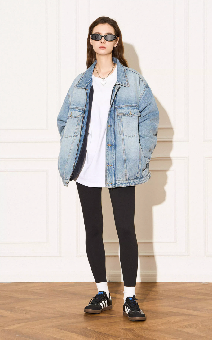 EMPTY REFERENCE Embossed Logo Denim Jacket