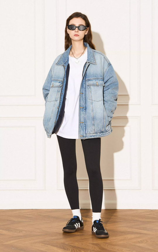 EMPTY REFERENCE Embossed Logo Denim Jacket