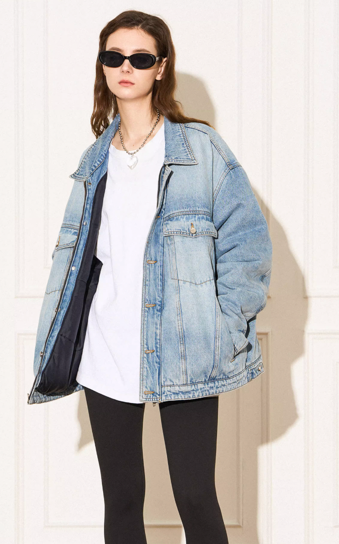 EMPTY REFERENCE Embossed Logo Denim Jacket