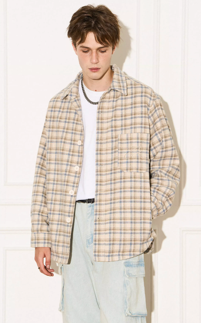 EMPTY REFERENCE Plaid Embroidered Jacket