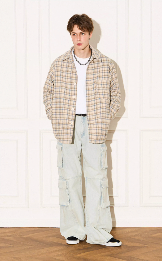 EMPTY REFERENCE Plaid Embroidered Jacket