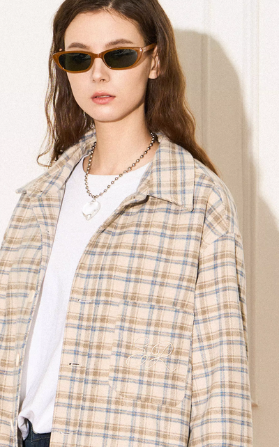 EMPTY REFERENCE Plaid Embroidered Jacket