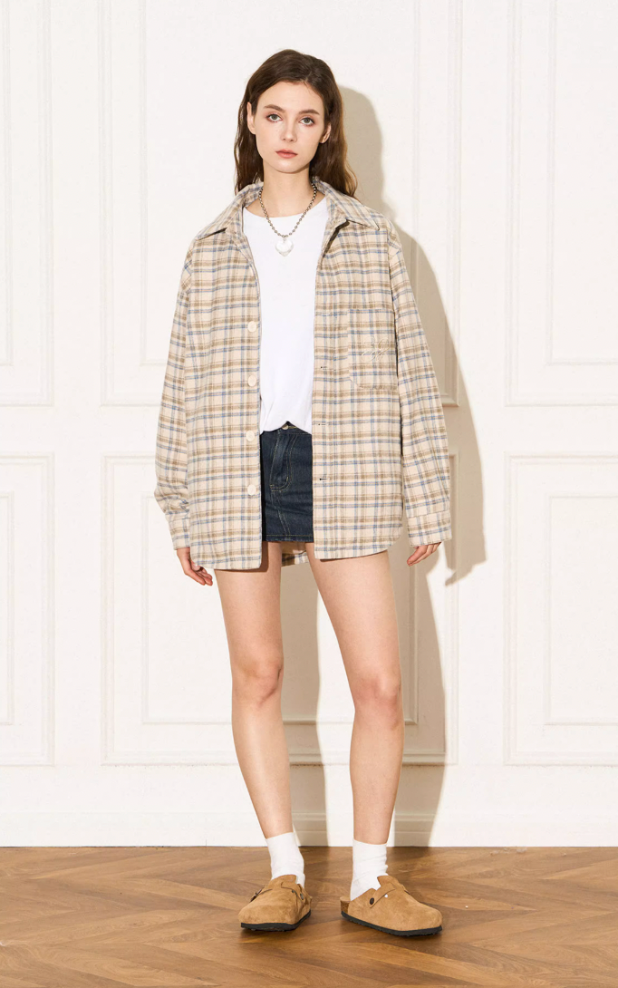EMPTY REFERENCE Plaid Embroidered Jacket