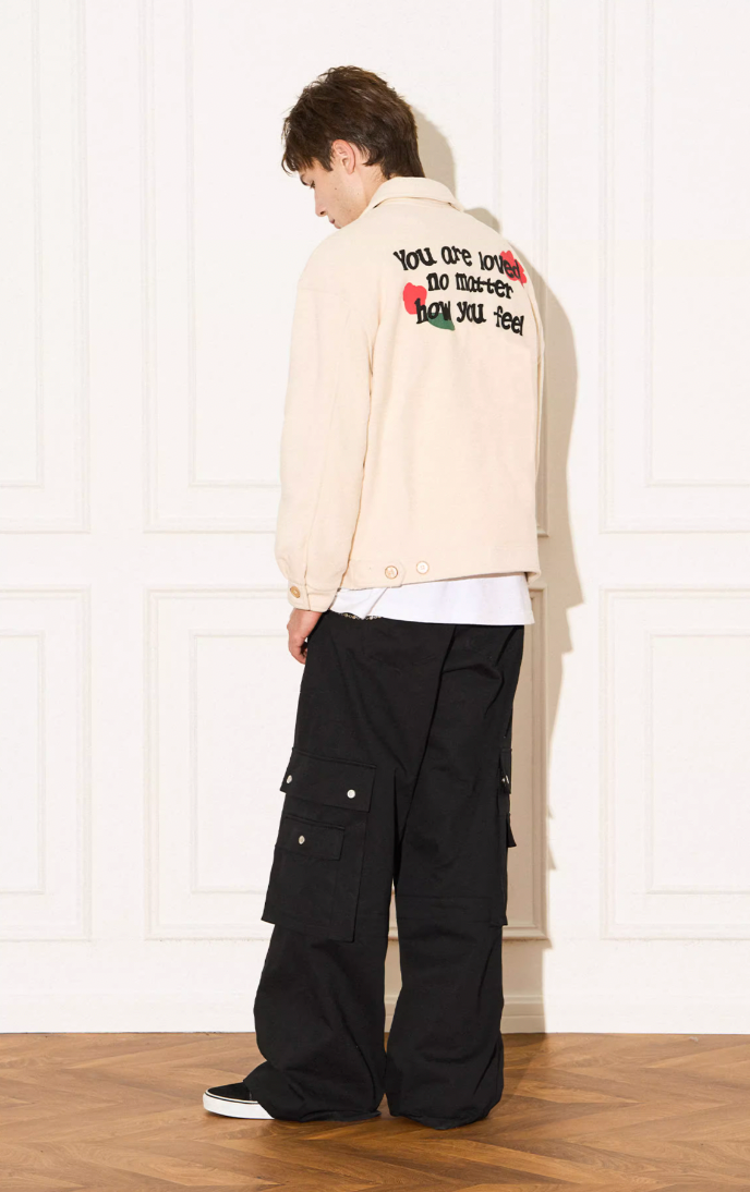 EMPTY REFERENCE Floral Printed Fleece Zipper Jacket