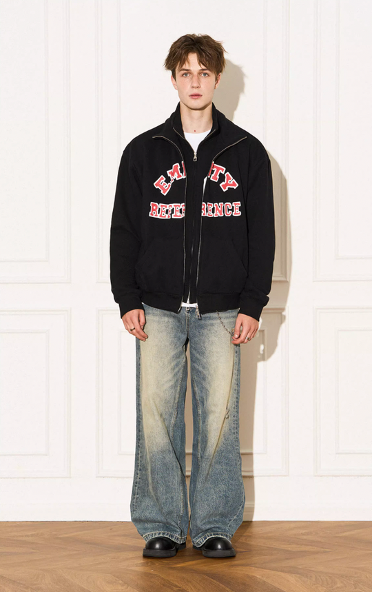 EMPTY REFERENCE Letter Printed Fake Two Piece Sweatshirt Jacket