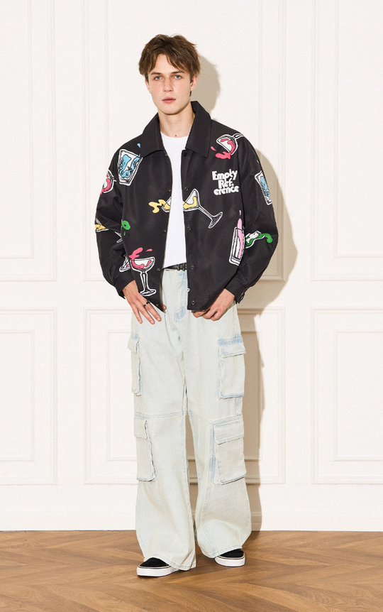 EMPTY REFERENCE Colorful Wine Glass Pattern Jacket
