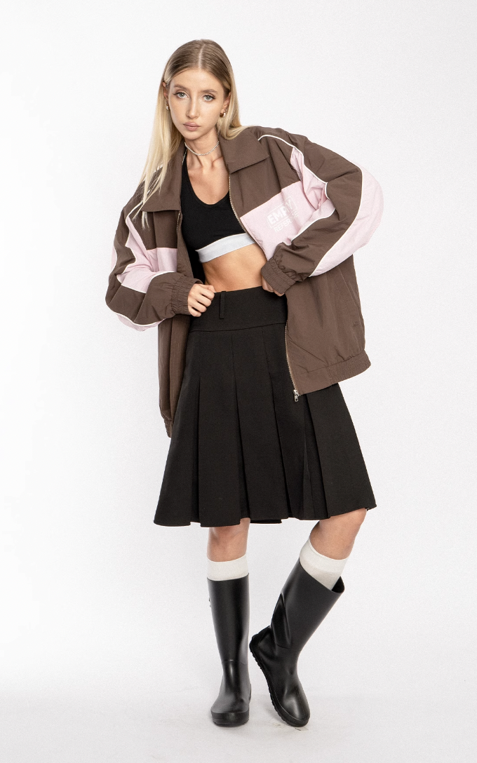 EMPTY REFERENCE Pink & Brown Patchwork Sports Jacket